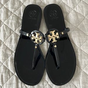 Tory Burch Black and Gold Sandals